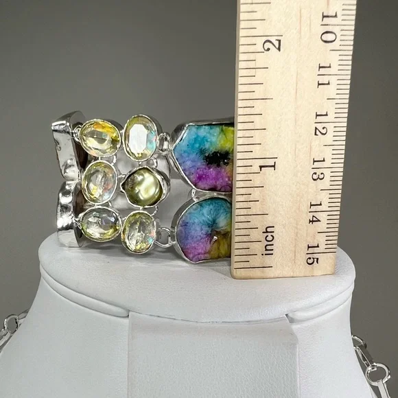 Rainbow Solar Quartz 925 Large Gemstone Necklace & Bracelet Set - Picture 5 of 8